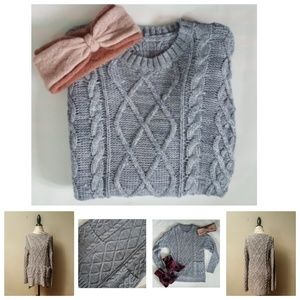 Long Sweater/Dress Cable Knit Sweater With Pockets